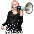 A lady with a megaphone