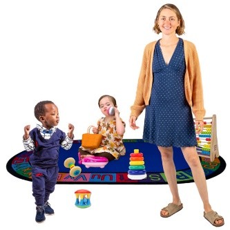 A nursery teacher and children
