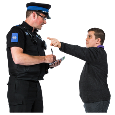 Speaking to a policeman image