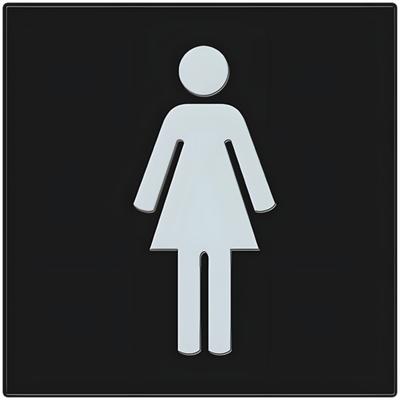 A white female sign and a black background
