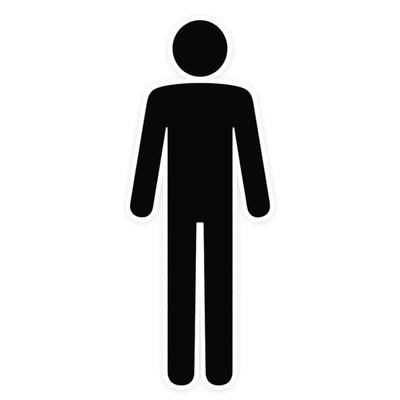 A black male sign and a white background
