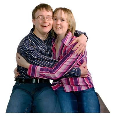 A man and a woman hugging