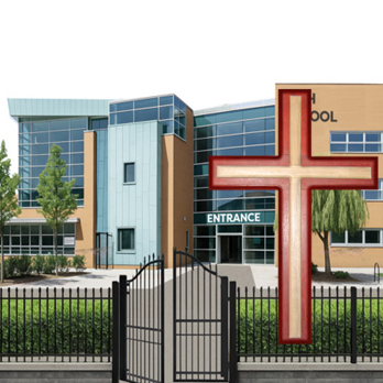 A school with a Christian cross