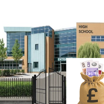 School and bag of money