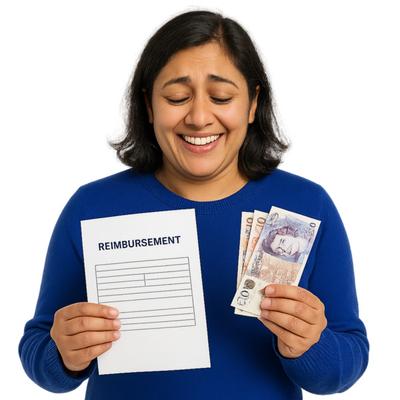 Someone holding a letter and some money