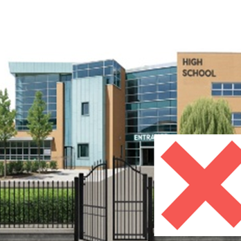A school and a red cross