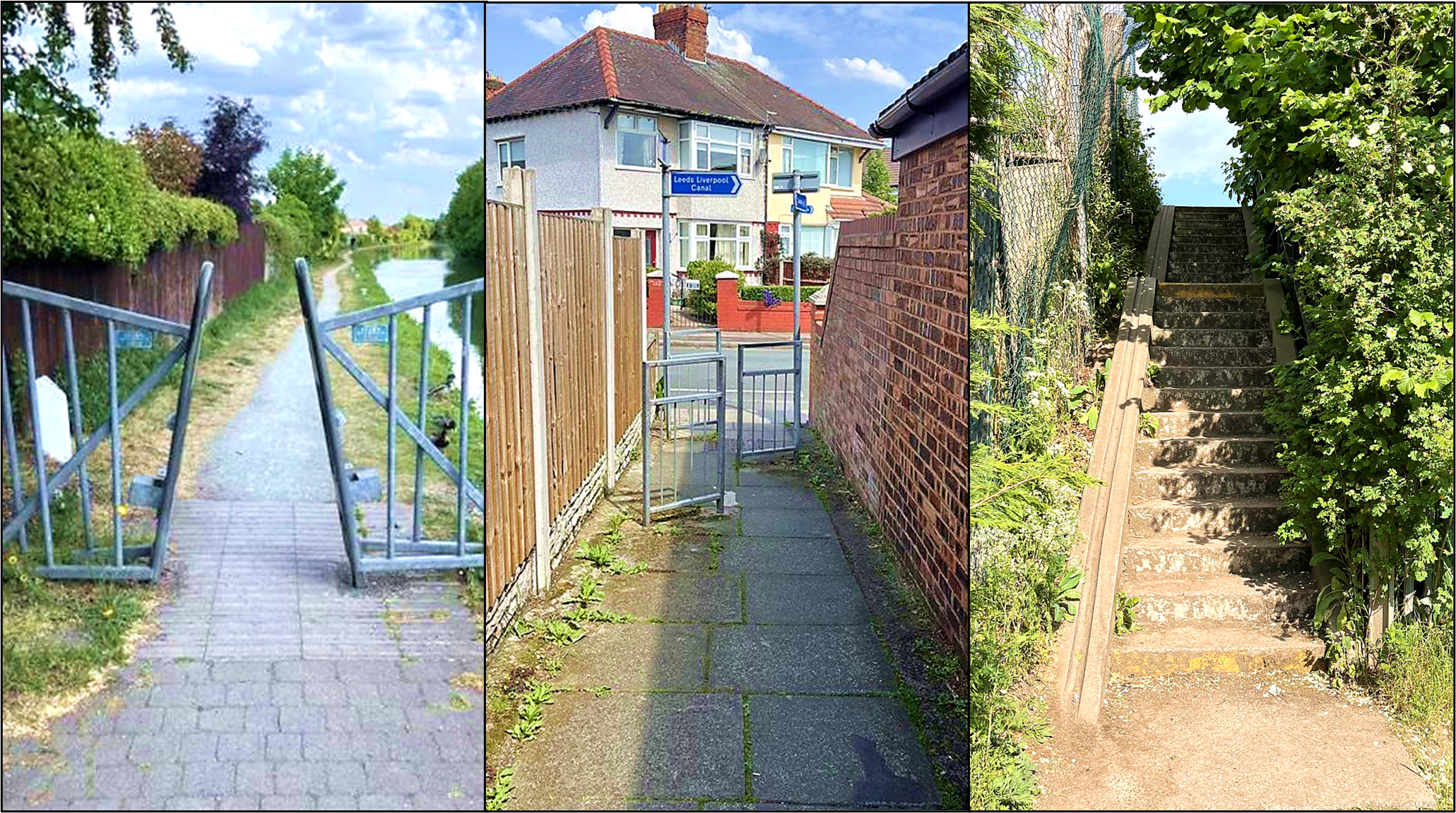 Three photos of different access controls