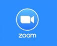 Logo for the video platform Zoom - blue background with a camera in a circle.